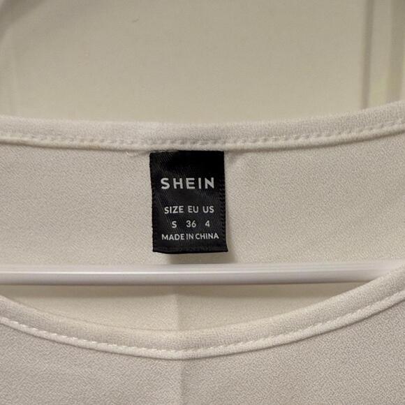 White Short Sleeve Top with Scalloped Laser Cut Edges - Picture 3 of 8